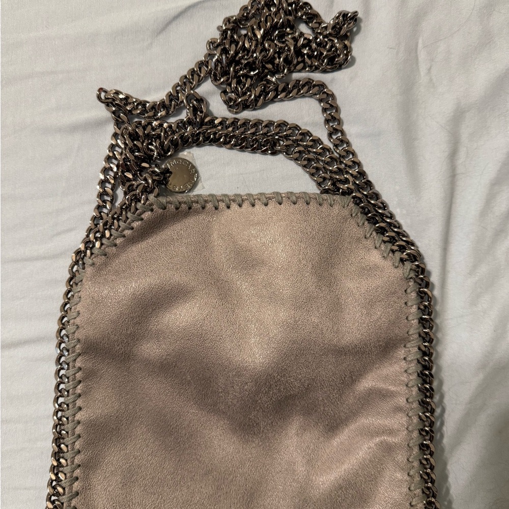 Stella McCartney Chain-Embellished Gray Shoulder Bag